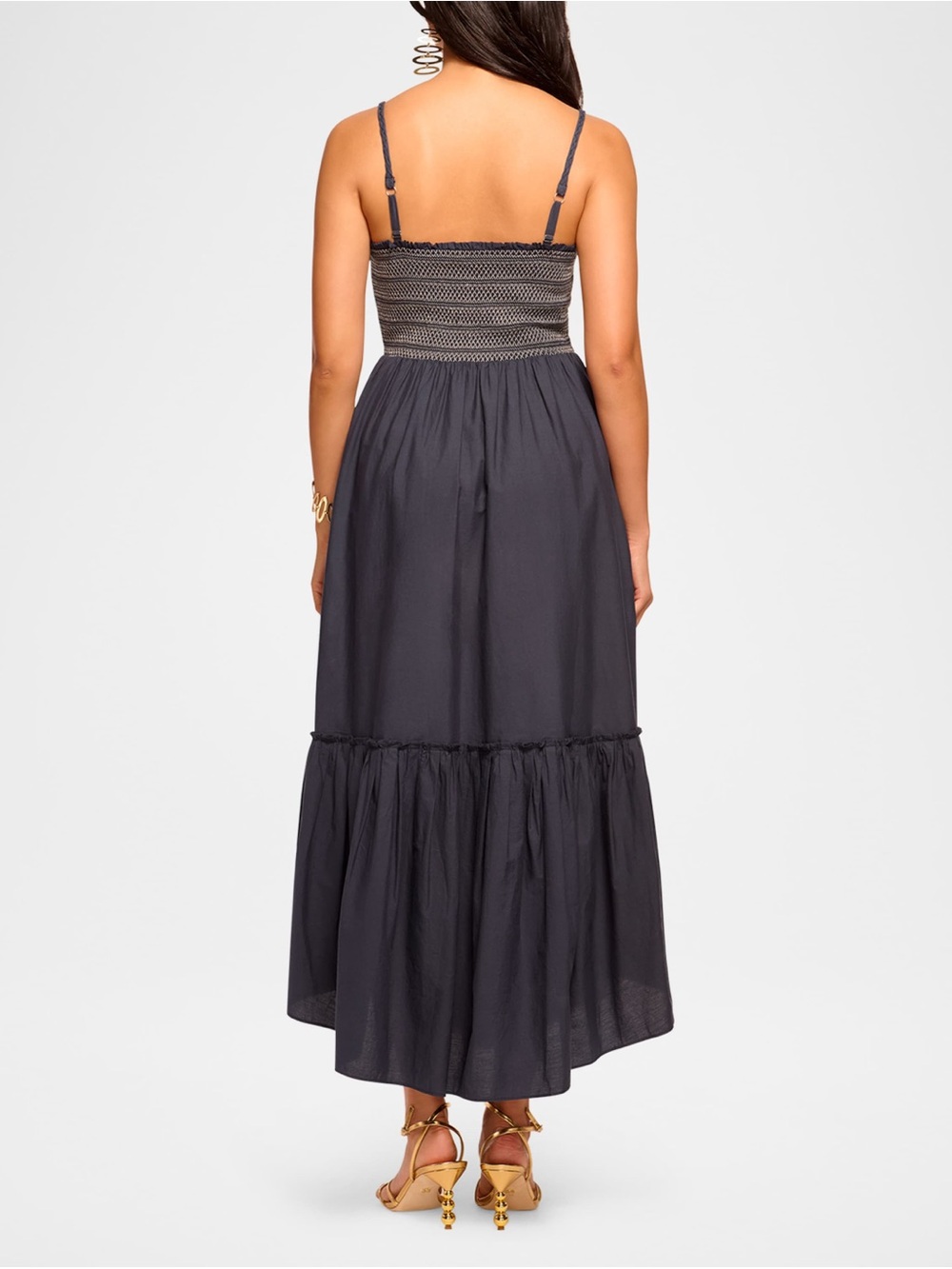 Ramy Brook Navy Lucia Smocked Bodice Maxi Dress-M - Picture 5 of 9